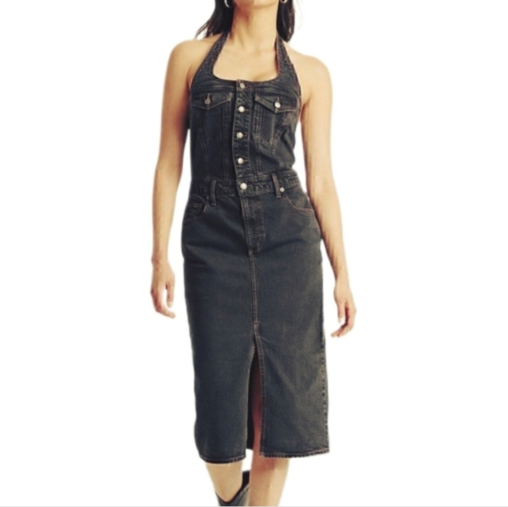 New Universal Threads Women's Blue Denim Halter Dress